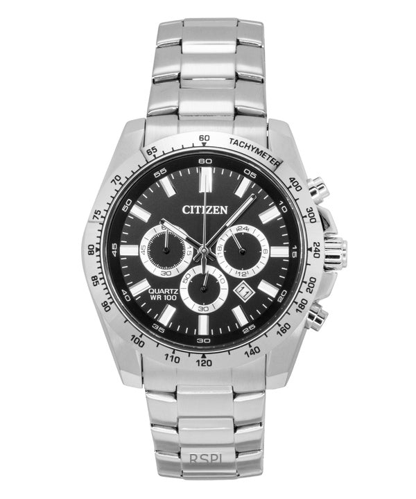 Citizen Chronograph Rostfritt Stål Svart Urtavla Quartz AN8230-59E 100M Herrklocka
