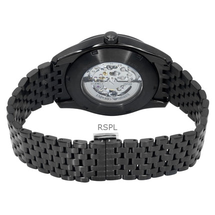 Emporio Armani rostfritt stål svart skeletturtavla automatisk AR60093 herrklocka