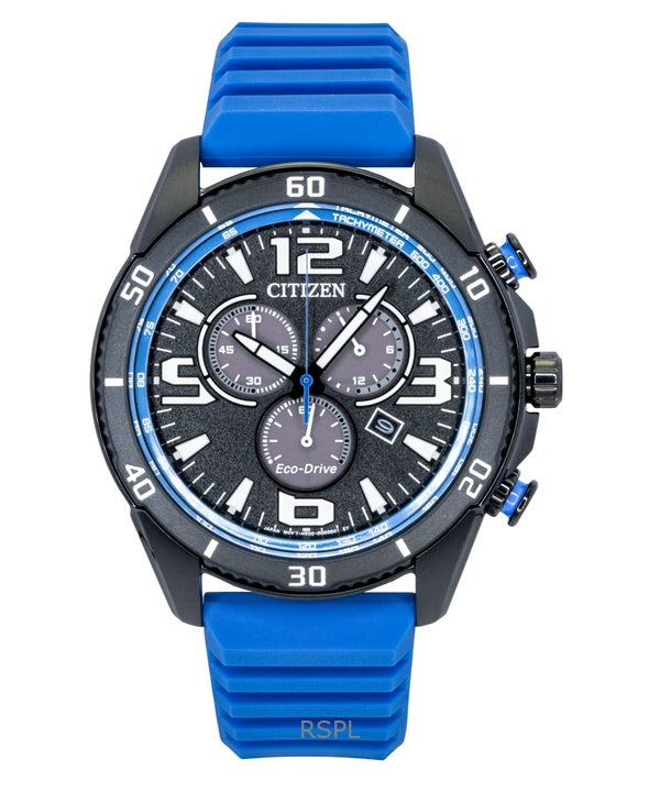 Citizen Brycen kronograf silikonarmband svart urtavla Eco-Drive AT2586-05E 100M herrklocka