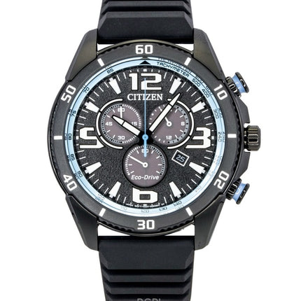 Citizen Brycen kronograf silikonarmband svart urtavla Eco-Drive AT2587-02E 100M herrklocka