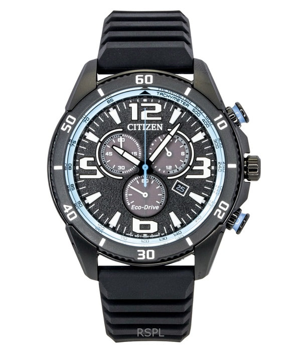 Citizen Brycen kronograf silikonarmband svart urtavla Eco-Drive AT2587-02E 100M herrklocka
