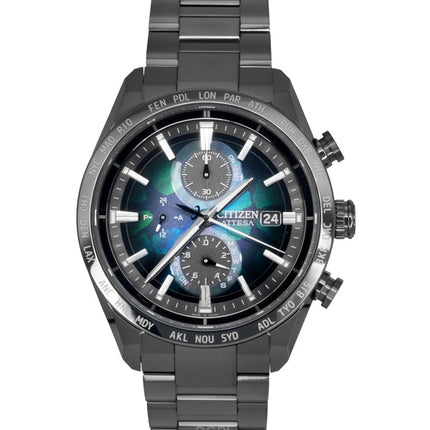 Citizen Attesa radiostyrd kronograf super titan flerfärgad urtavla Eco-Drive AT8286-65E 100M herrklocka