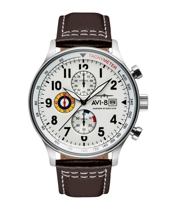 AVI-8 Hawker Hurricane Classic Chronograph Classic White Dial Quartz AV-4011-01 herrklocka