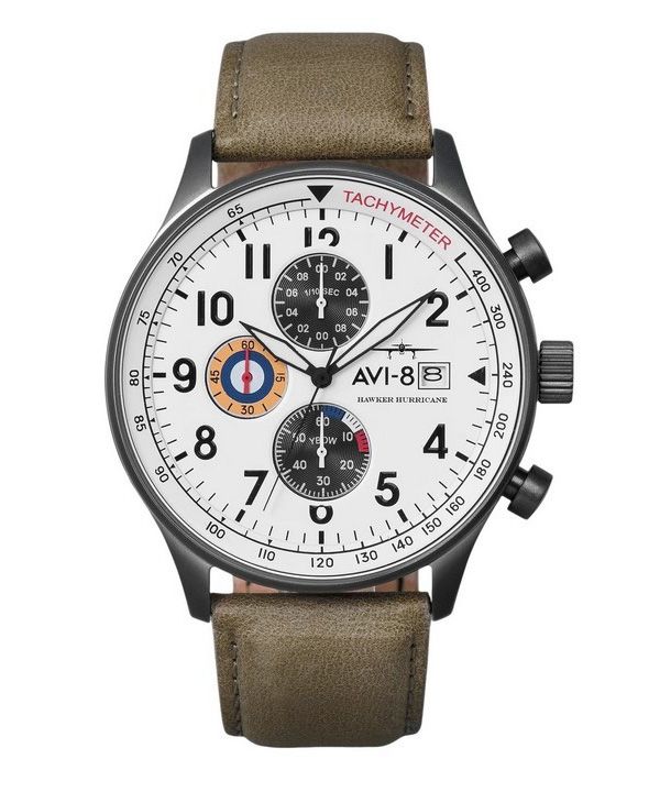 AVI-8 Hawker Hurricane Classic Chronograph Ivory Gråskala Vit Urtavla Quartz AV-4011-0B Herrklocka