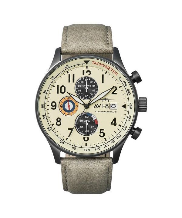 AVI-8 Hawker Hurricane Classic Chronograph Cream Beige Urtavla Quartz AV-4011-0C Herrklocka