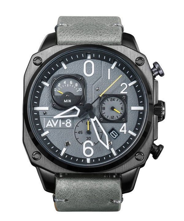 AVI-8 Hawker Hunter Retrograd Chronograph Sea Grey Dial Quartz AV-4052-03 Herrklocka