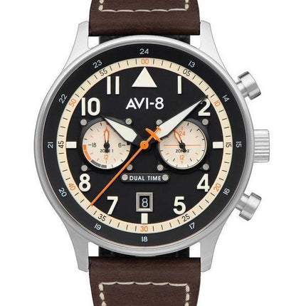 AVI-8 Hawker Hurricane Carey Dual Time Manston Black Dial Quartz AV-4088-01 Herrklocka