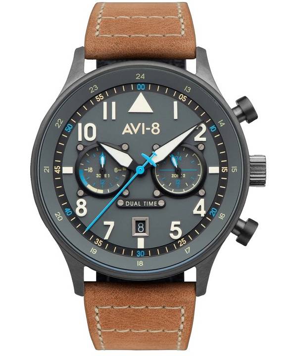 AVI-8 Hawker Hurricane Carey Dual Time Orissa Grey Dial Quartz AV-4088-04 Herrklocka
