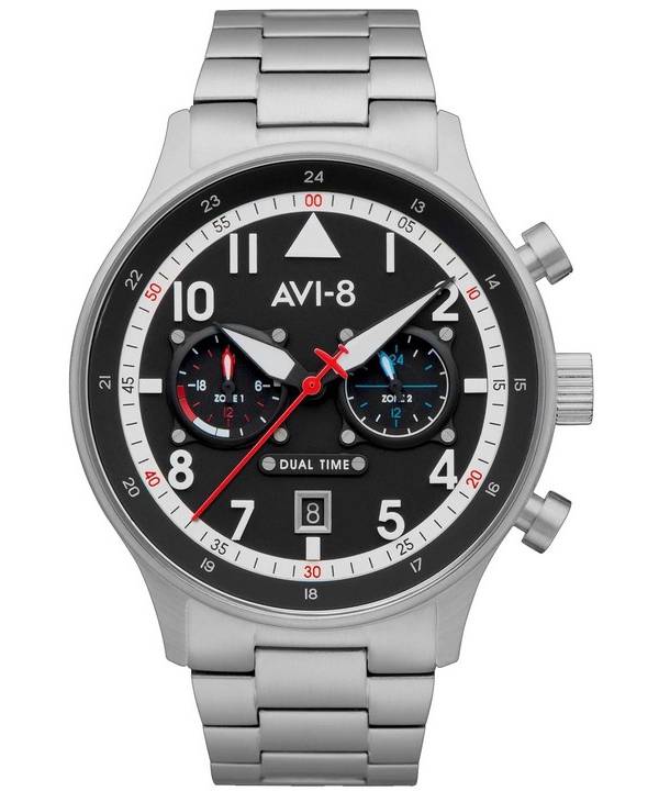 AVI-8 Hawker Hurricane Carey Dual Time Rangoon Black Dial Quartz AV-4088-11 herrklocka