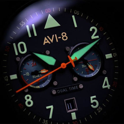 AVI-8 Hawker Hurricane Carey Dual Time Gutersloh rostfritt stål Blue Dial AV-4088-22 herrklocka