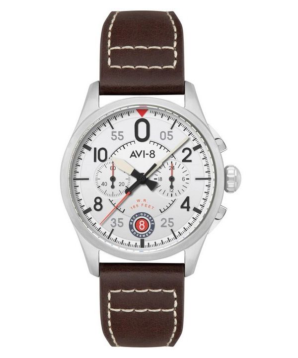 AVI-8 Spitfire Lock Cronógrafo Avión Esfera blanca Cuarzo AV-4089-05 Reloj para hombre