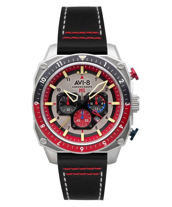 AVI-8 Hawker Hunter Atlas Dual Time Chronograph Hazard Red Quartz AV-4100-03 Herrklocka