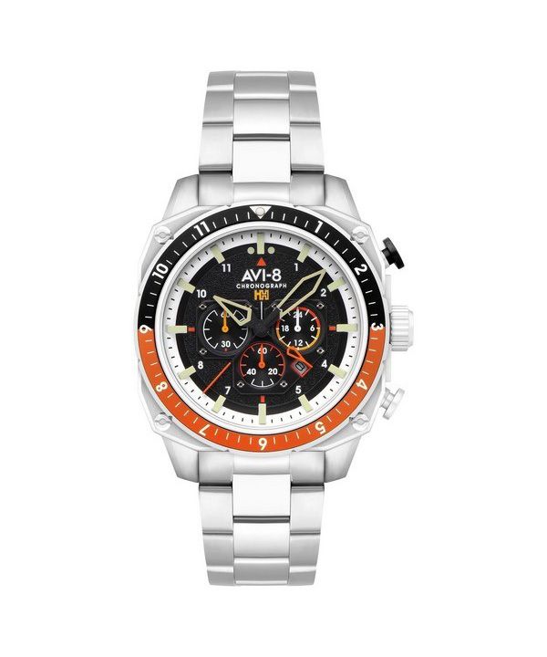 AVI-8 Hawker Hunter Atlas Dual Time Chronograph Raven Black Dial Quartz AV-4100-11 Herrklocka