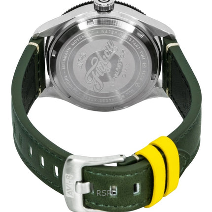 AVI-8 Flyboy Airmaster GMT Flygkropp Grönt Läderarmband Grön Urtavla Automatisk AV-4128-03 Herrklocka