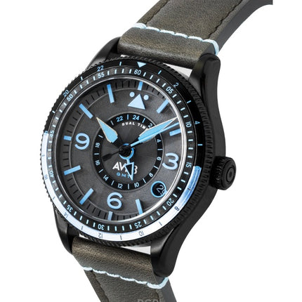 AVI-8 Flyboy Airmaster GMT läderarmband grå urtavla automatisk AV-4128-05 herrklocka