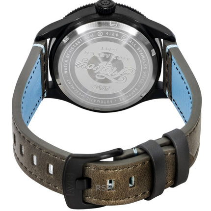 AVI-8 Flyboy Airmaster GMT läderarmband grå urtavla automatisk AV-4128-05 herrklocka