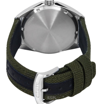 Citizen Eco-Drive grönt nylonarmband vit urtavla AW1571-09A 100M herrklocka