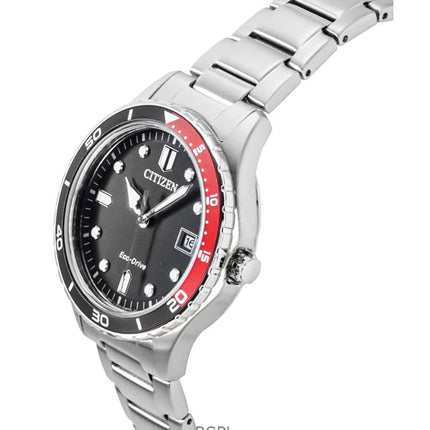 Citizen Eco-Drive rostfritt stål svart urtavla AW1820-81E 100M unisexklocka