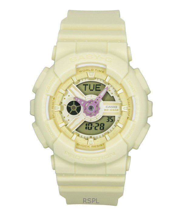 Casio Baby-G analog digital hartsrem gul urtavla kvarts BA-110AH-9A 100M damklocka
