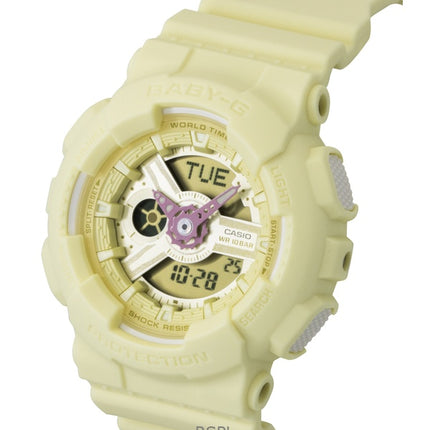 Casio Baby-G analog digital hartsrem gul urtavla kvarts BA-110AH-9A 100M damklocka