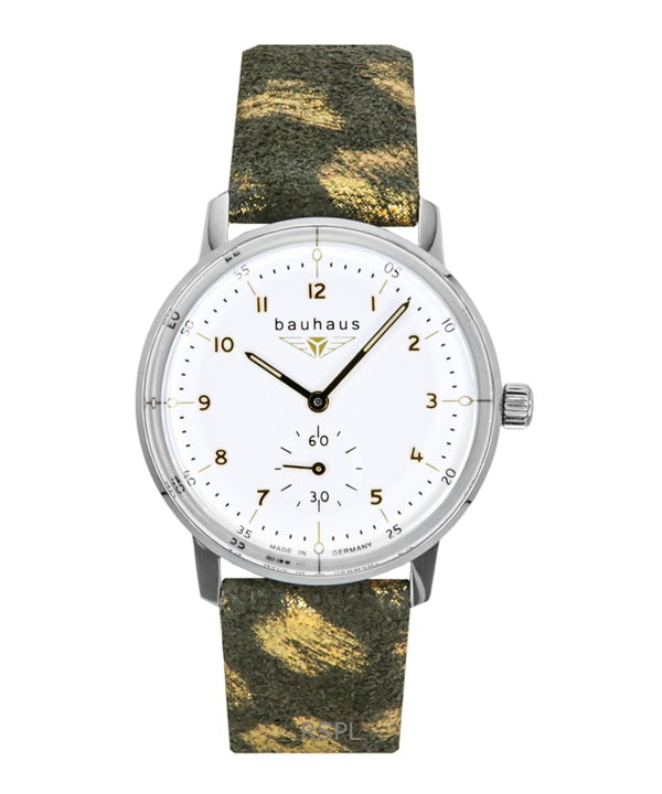 Bauhaus klassisk läderrem vit urtavla kvarts 20371 damklocka