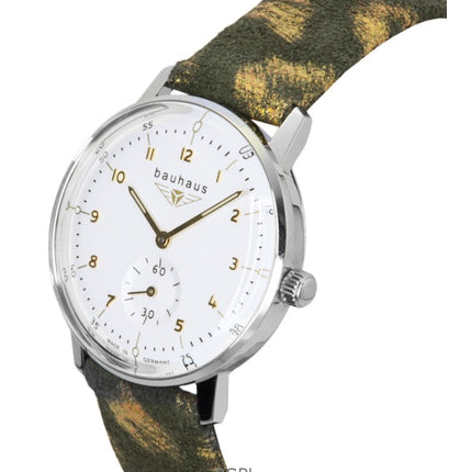 Bauhaus klassisk läderrem vit urtavla kvarts 20371 damklocka