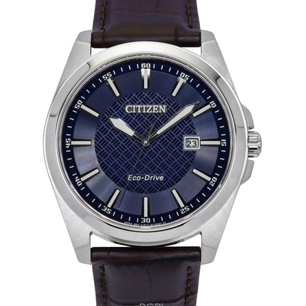 Citizen Eco-Drive läderrem Blue Dial BM7108-22L 100M herrklocka