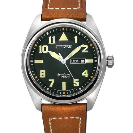 Citizen Eco-Drive Super Titanium Läderrem Grön Urtavla BM8560-11X 100M herrklocka