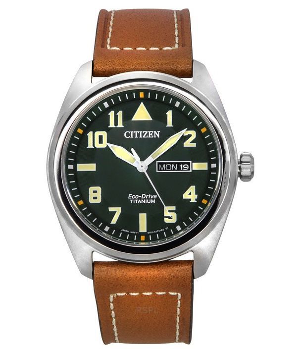 Citizen Eco-Drive Super Titanium Läderrem Grön Urtavla BM8560-11X 100M herrklocka