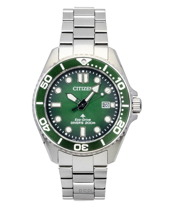 Citizen Promaster Marine rostfritt stål grön urtavla Eco-Drive dykarklocka BN0269-50W 200M herrklocka