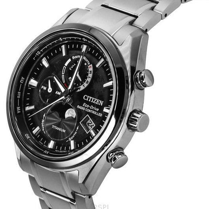 Citizen Tsuki-Yomi radiostyrd månfas Super Titanium Black Dial Eco-Drive BY1018-80E 100M herrklocka