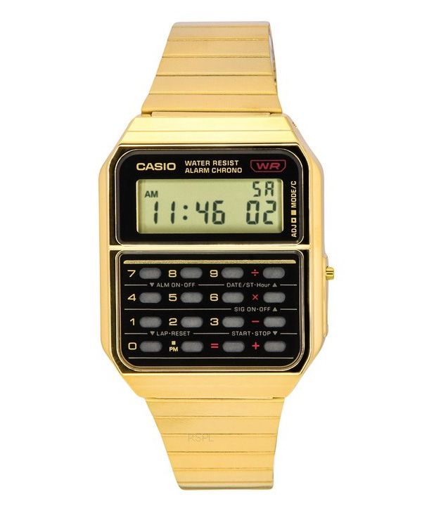 Casio Vintage Digital Miniräknare Guldton rostfritt stål Quartz CA-500WEG-1A herrklocka