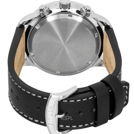 Citizen Eco-Drive Aviator Chronograph Läderarmband Vit Urtavla CA0880-07A 100M Herrklocka