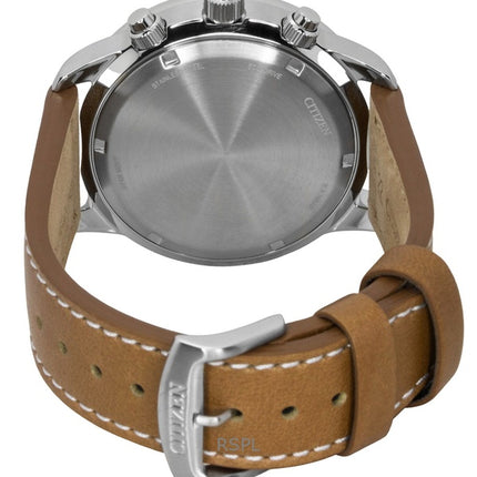 Citizen Eco-Drive Aviator Chronograph Läderarmband Beige Urtavla CA0880-15X 100M Herrklocka