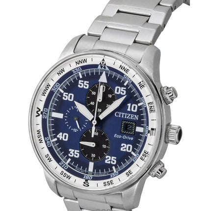 Citizen Eco-Drive Aviator Chronograph Rostfritt Stål Blå Urtavla CA0880-58L 100M Herrklocka