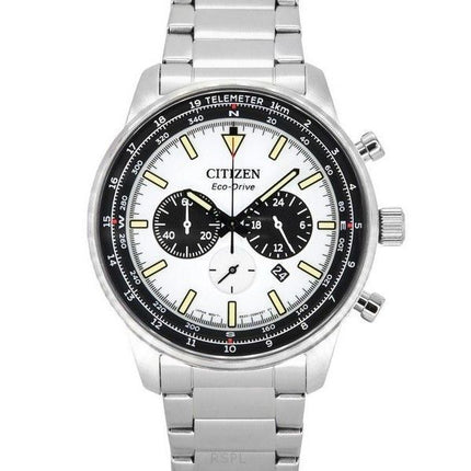 Citizen Eco-Drive kronograf rostfritt stål vit urtavla CA4500-91A 100M herrklocka