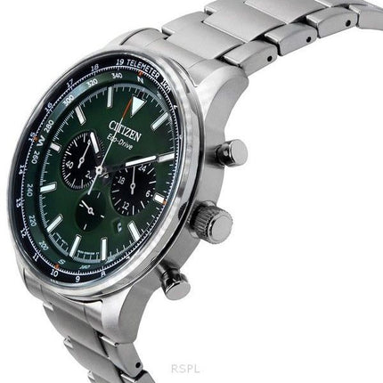 Citizen Eco-Drive kronograf rostfritt stål grön urtavla CA4500-91X 100M herrklocka