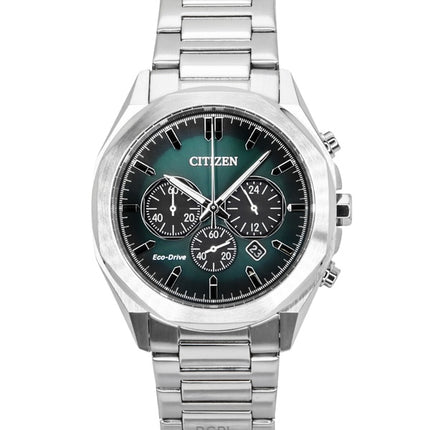 Citizen Eco-Drive kronograf rostfritt stål grön urtavla CA4590-81X 100M herrklocka