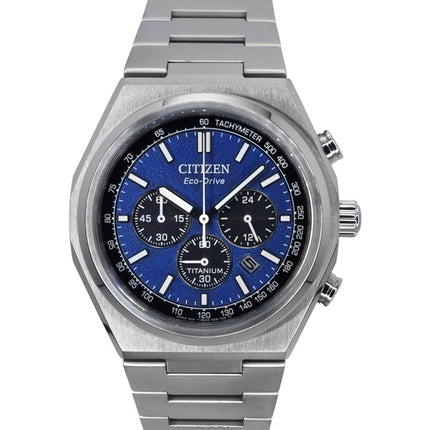 Citizen Zenshin Chronograph Super Titanium Blue Dial Eco-Drive CA4610-85L 100M herrklocka