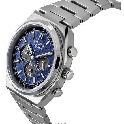 Citizen Zenshin Chronograph Super Titanium Blue Dial Eco-Drive CA4610-85L 100M herrklocka