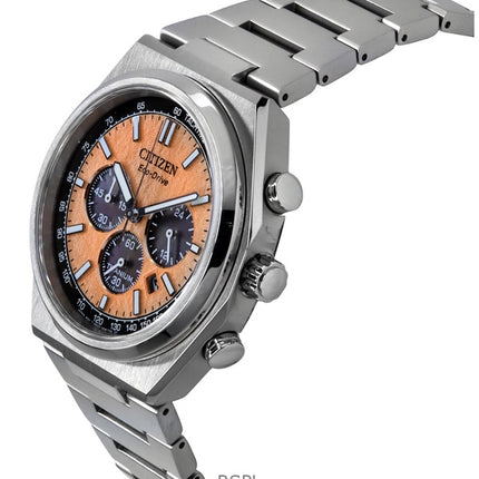 Citizen Zenshin Chronograph Super Titanium Salmon Dial Eco-Drive CA4610-85Z 100M herrklocka