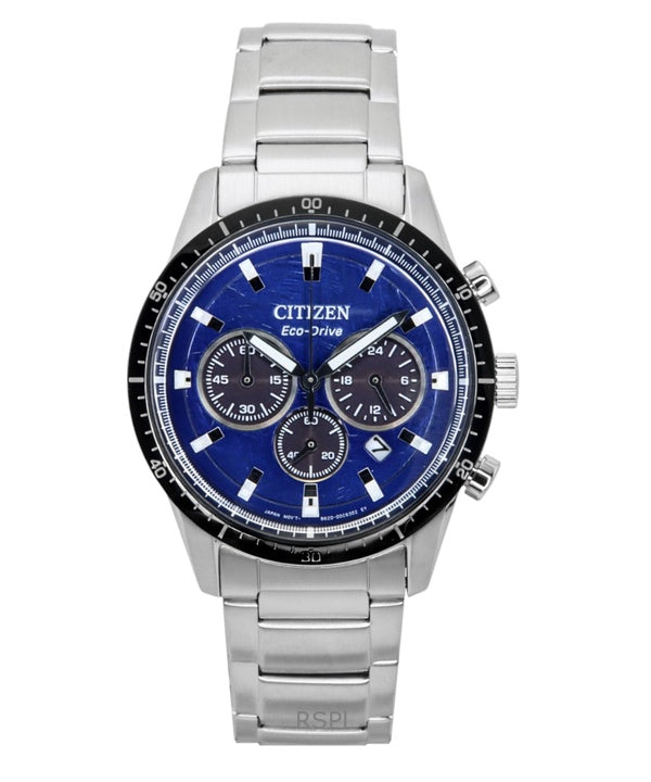 Citizen Eco-Drive kronograf rostfritt stål blå urtavla CA4624-56L 100M herrklocka
