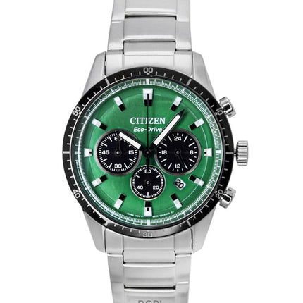 Citizen Eco-Drive kronograf rostfritt stål grön urtavla CA4624-56X 100M herrklocka