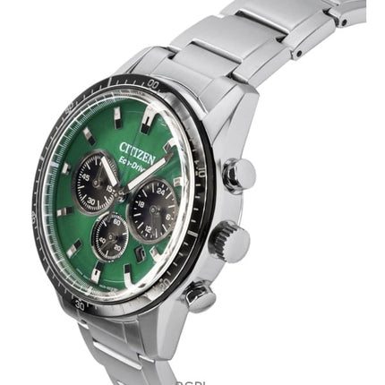 Citizen Eco-Drive kronograf rostfritt stål grön urtavla CA4624-56X 100M herrklocka