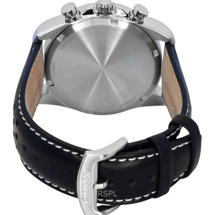 Citizen Eco-Drive kronograf läderarmband vit urtavla CA4640-09A 100M herrklocka