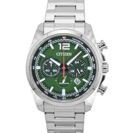 Citizen Eco-Drive kronograf rostfritt stål grön urtavla CA4640-50X 100M herrklocka