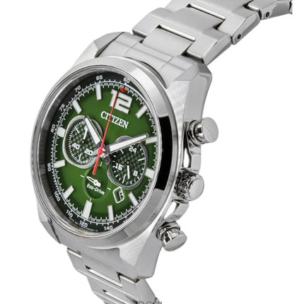 Citizen Eco-Drive kronograf rostfritt stål grön urtavla CA4640-50X 100M herrklocka