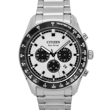 Citizen Eco-Drive kronograf rostfritt stål vit urtavla CA4674-58A 100M herrklocka