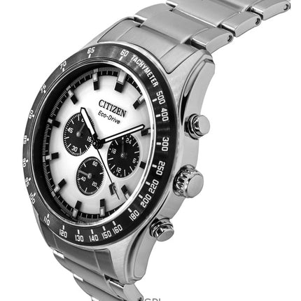Citizen Eco-Drive kronograf rostfritt stål vit urtavla CA4674-58A 100M herrklocka