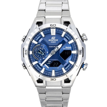 Casio Edifice analog digital rostfritt stål blå urtavla solcellsklocka ECB-2300D-2A 100M herrklocka